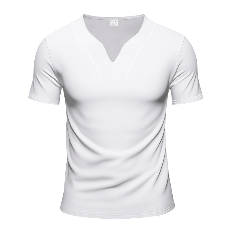 Herren kurzärmliges T-Shirt mit V-Ausschnitt und atmungsaktivem Stoff