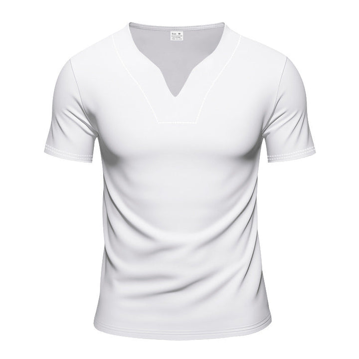 Herren kurzärmliges T-Shirt mit V-Ausschnitt und atmungsaktivem Stoff