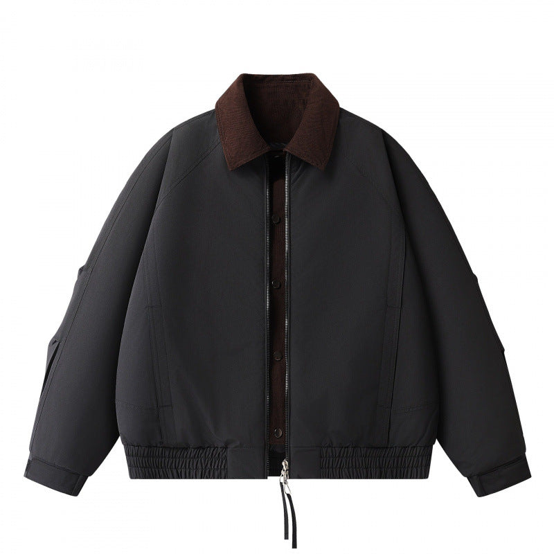 Herren Boxige Kurzjacke mit Cordkragen, doppelter Front und Kordelzugsaum Nord Taschen