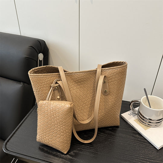 Damen stilvolle Tragetasche aus geflochtenem Leder mit abnehmbarem Innenbeutel Nord Taschen