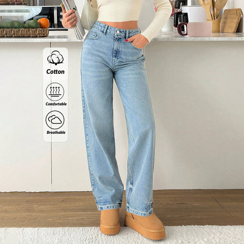 Damen Relaxed-Fit High‑Waist Jogger-Jeans mit elastischem Knöchelabschluss Nord Taschen