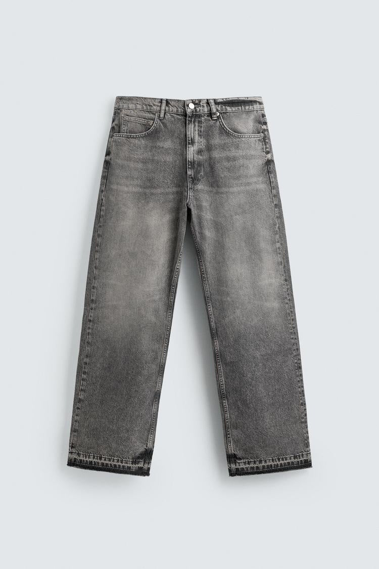 Herren Gerade geschnittene Jeans mit hoher Leibhöhe und Vintage‑Washed-Effekt Nord Taschen