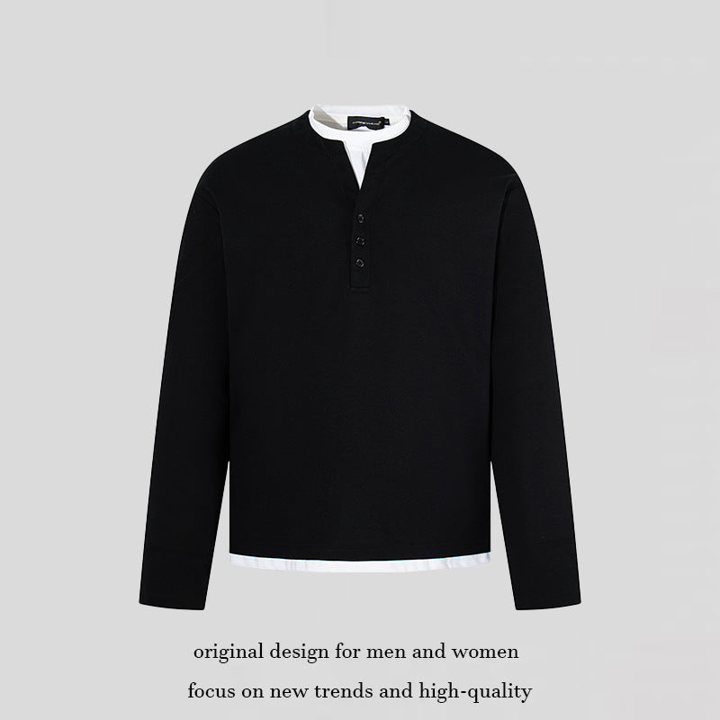 Herren Langärmeliges Henley-Layer-Shirt mit kontrastierendem Innenkragen und modernem Regular-Fit Nord Taschen