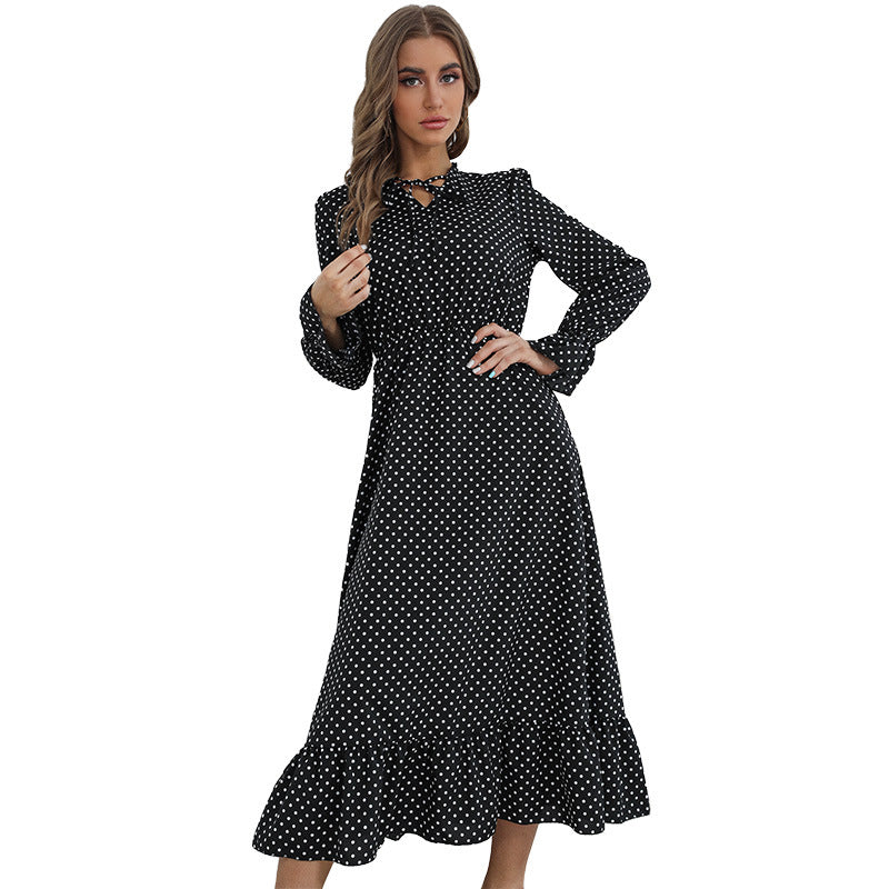 Damen Elegantes Midikleid mit Punktmuster Nord Taschen