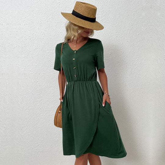 Damen Wickelkleid mit Knopfdetails Nord Taschen