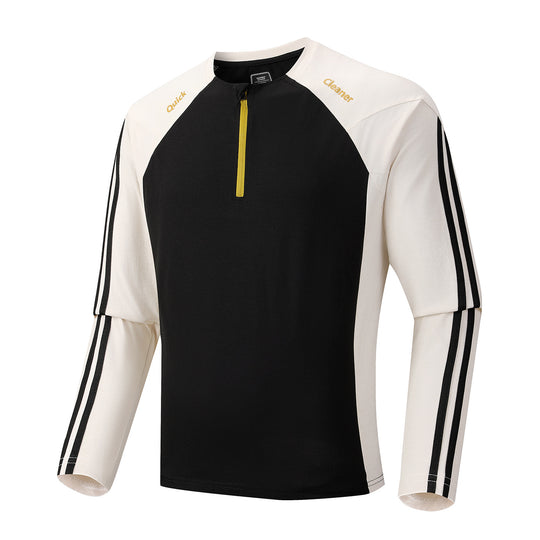 Herren Atmungsaktives Langarm-Trainingsshirt mit kurzem Reißverschluss und Raglanärmeln Nord Taschen