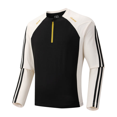 Herren Atmungsaktives Langarm-Trainingsshirt mit kurzem Reißverschluss und Raglanärmeln Nord Taschen