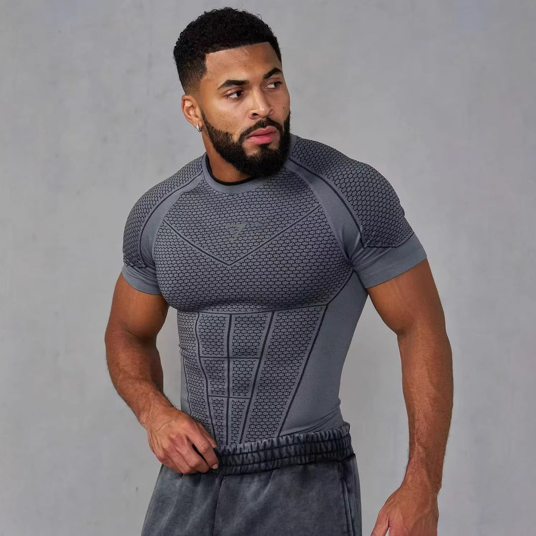 Herren nan muskelmodellierendes Funktionsshirt mit 3D-Struktur und gezielten Kompressionszonen Nord Taschen