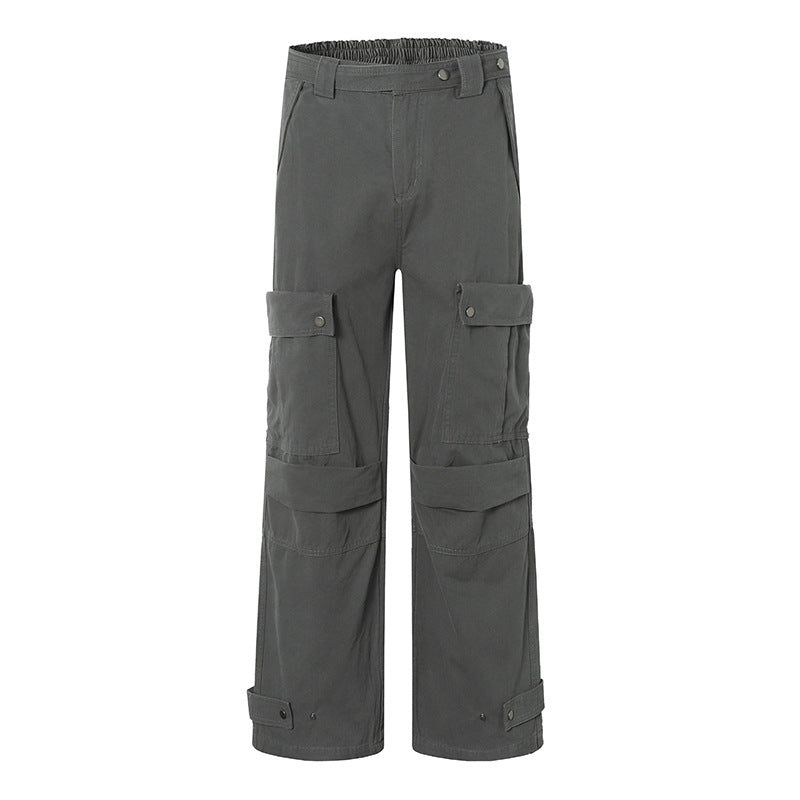 Damen weite Cargo-Culottehose mit hohem Bund, elastischem Taillenpass und Multi-Taschen Nord Taschen