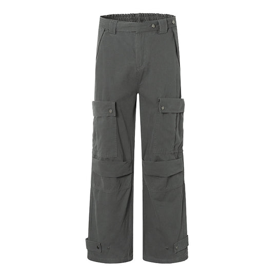 Damen weite Cargo-Culottehose mit hohem Bund, elastischem Taillenpass und Multi-Taschen Nord Taschen