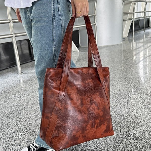 Damen elegante Einkaufstasche aus PU-Leder mit strukturiertem Design Nord Taschen