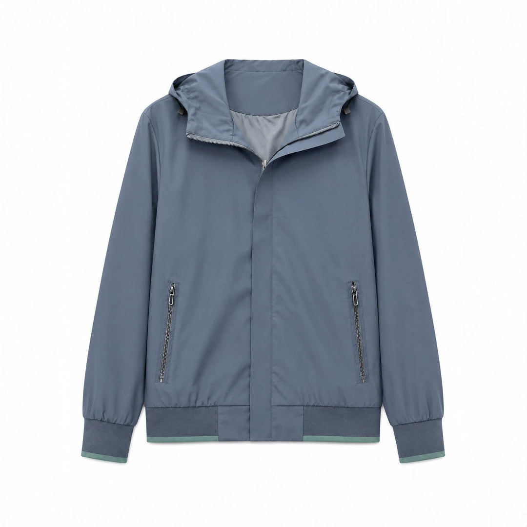 Herren Kapuzen-Blouson Leichter Windbreaker mit geripptem Saum und verdeckter Reißverschlussleiste Nord Taschen