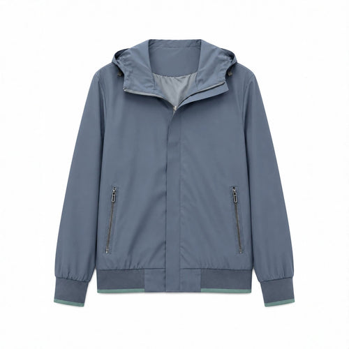 Herren Kapuzen-Blouson Leichter Windbreaker mit geripptem Saum und verdeckter Reißverschlussleiste Nord Taschen