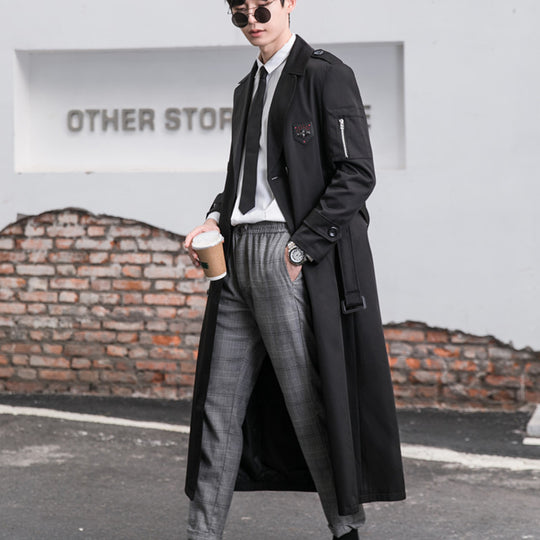 Herren Lange taillierte Trenchcoat-Jacke mit Reißärmeltasche, Wind- und Wasserabweisend Nord Taschen