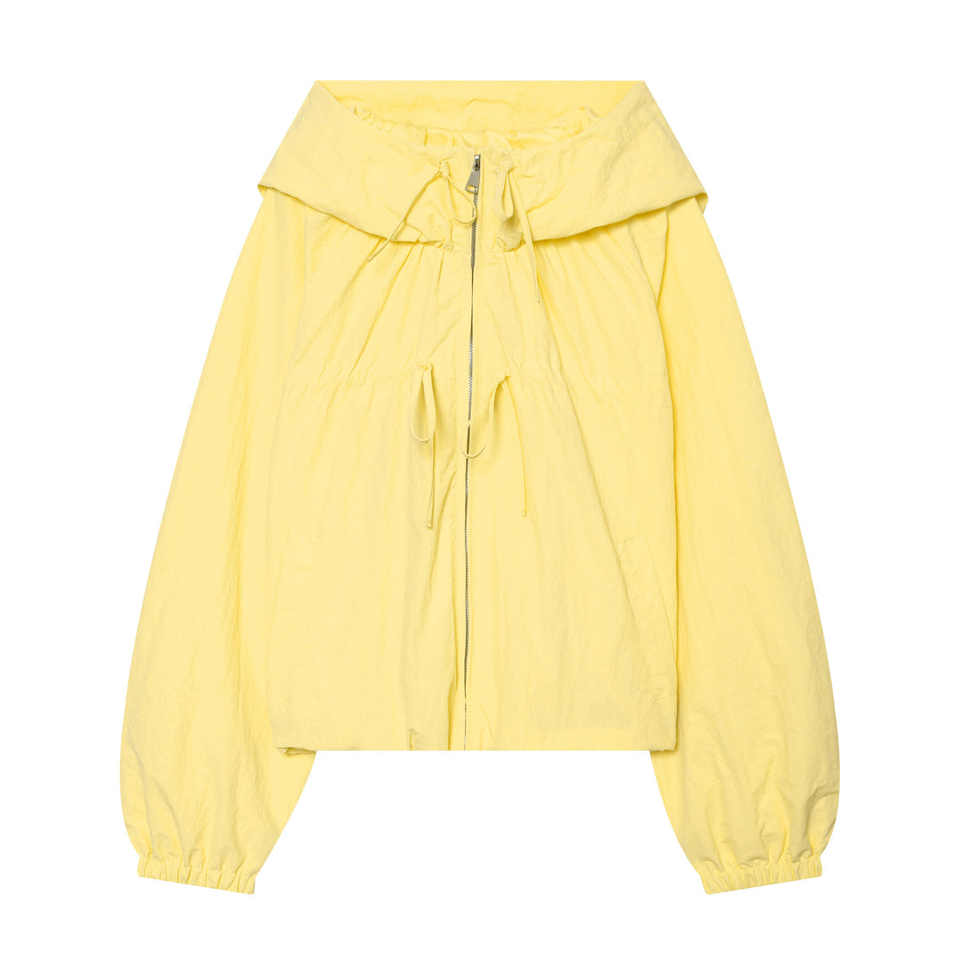 Damen Kapuzen-Cropped-Outdoorjacke mit Tunnelzug und elastischem Saum Nord Taschen