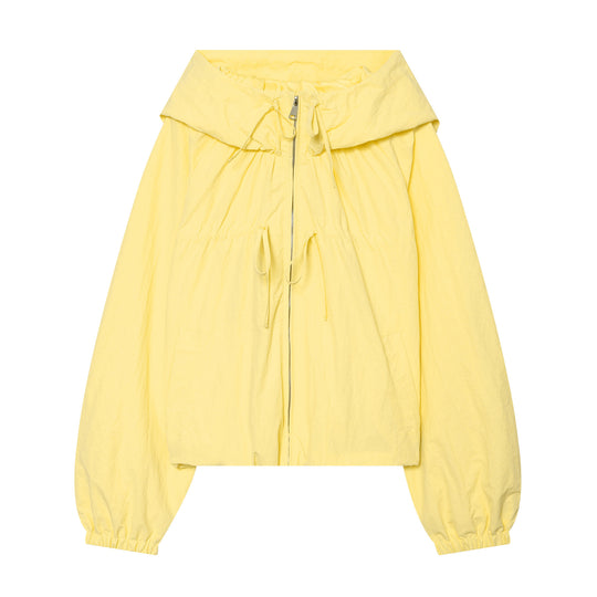 Damen Kapuzen-Cropped-Outdoorjacke mit Tunnelzug und elastischem Saum Nord Taschen