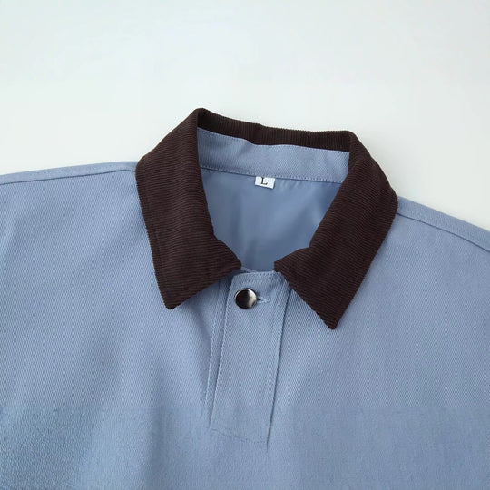 Damen Overshirt‑Jacke mit Kordkragen, aufgesetzten Taschen und Druckknopfleiste Nord Taschen