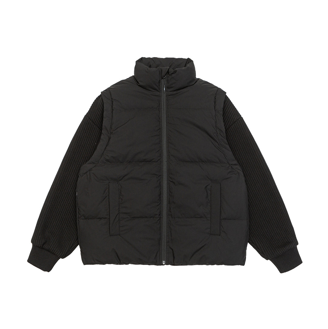 Herren Gefütterte Hybrid‑Steppjacke mit Strickärmeln und hohem Stehkragen Nord Taschen