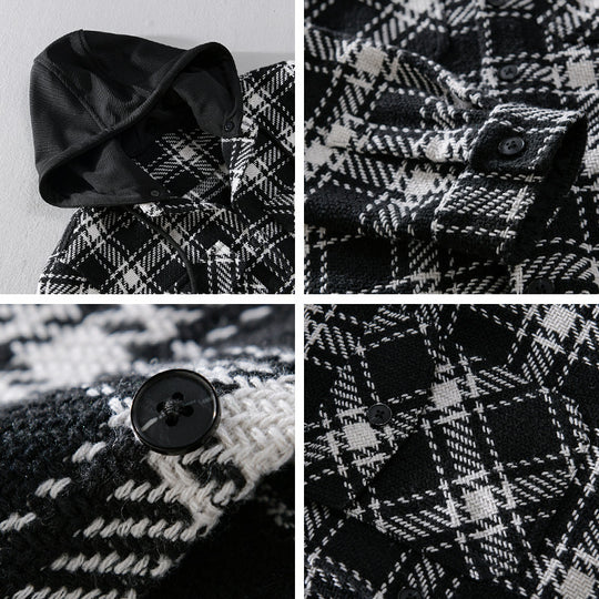 Herren Karierter Overshirt mit gesteppter Kapuze und Thermofutter Nord Taschen