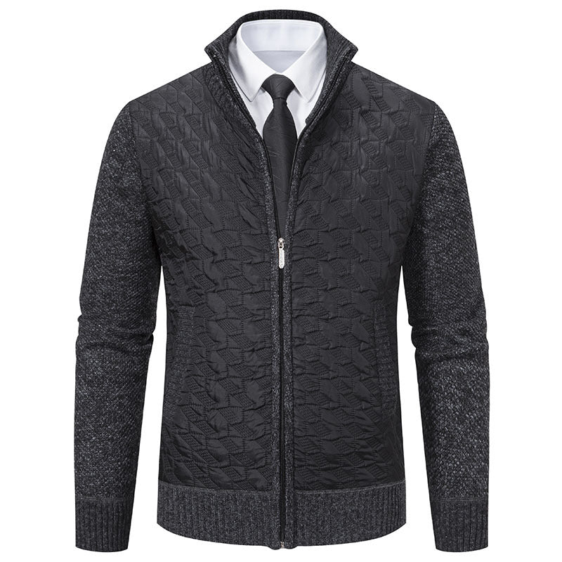 Herren Gesteppte Hybrid-Strickjacke mit Stehkragen, Kontrastärmeln und durchgehendem Reißverschluss Nord Taschen