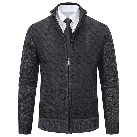 Herren Gesteppte Hybrid-Strickjacke mit Stehkragen, Kontrastärmeln und durchgehendem Reißverschluss Nord Taschen