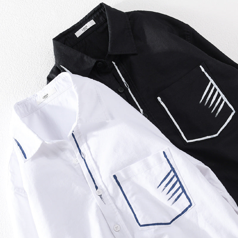 Herren Leichtes Baumwoll-Overshirt mit Kontrastnaht und aufgesetzter Brusttasche Nord Taschen