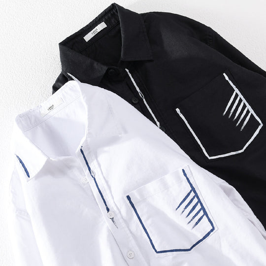 Herren Leichtes Baumwoll-Overshirt mit Kontrastnaht und aufgesetzter Brusttasche Nord Taschen
