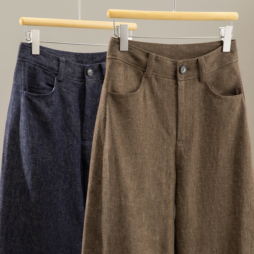 Damen Weite Hochgeschnittene Culotte‑Hose im Denim‑Look mit Aufschlag Nord Taschen