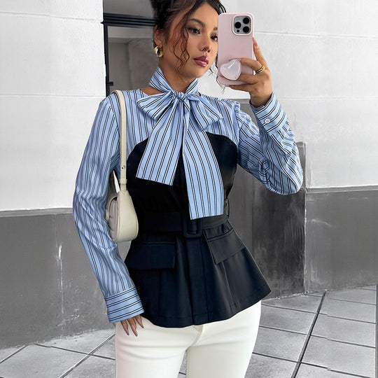 Damen Modische Bluse mit Schleifendetails Nord Taschen