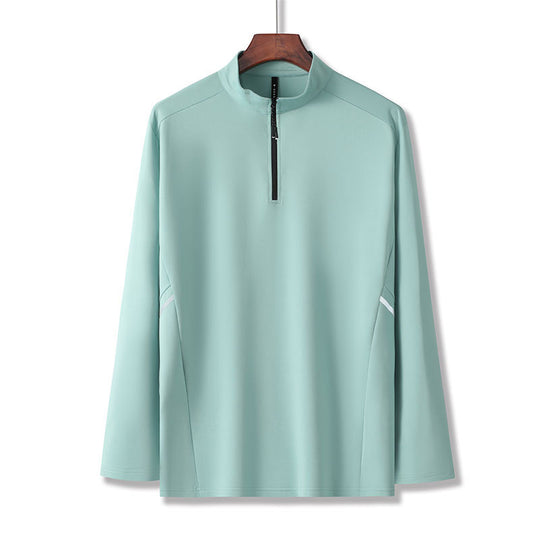 Herren Leichtes Sportliches Langarm-Poloshirt mit kurzem Reißverschluss und Stehkragen Nord Taschen