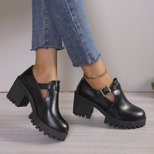 Damen Chunky Heels mit trendiger Schnalle und rutschfester Sohle