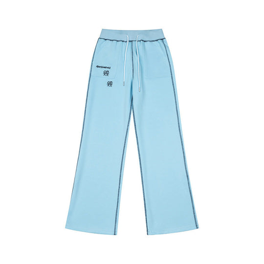 Damen Weite Lounge-Hose mit hohem Bund, Kordelzug und Kontrastnaht Nord Taschen