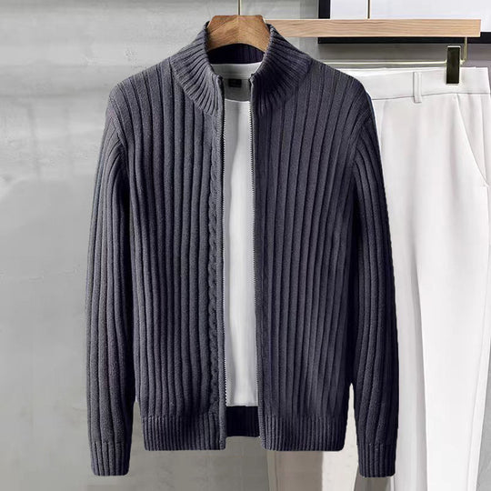 Herren Modischer Rippenstrickpullover mit hohem Kragen Nord Taschen