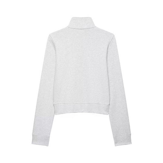 Damen Kurze Sweatjacke im Militärstil mit Stehkragen und dekorativer Knopfleiste Nord Taschen