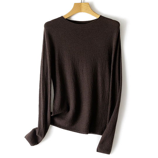 Damen Feinstrick-Longsleeve mit Rundhals und leichter Struktur Nord Taschen