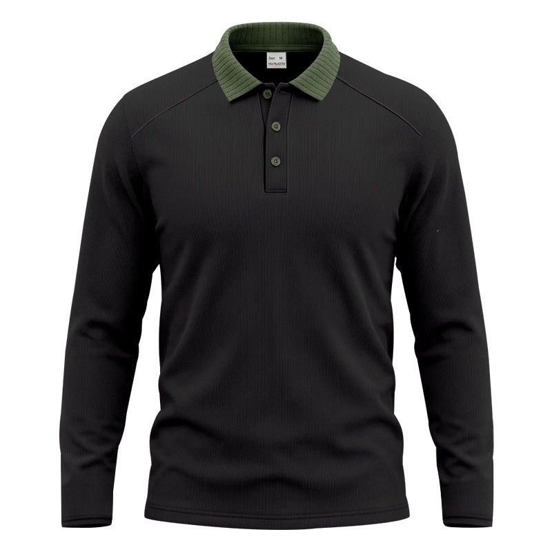 Herren Langarm-Polo aus feinem Rippstrick mit Kontrastkragen und Knopfleiste Nord Taschen