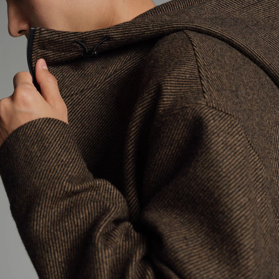 Herren Kurze Wollmisch-Kapuzenjacke mit Reißverschluss und elastischem Saum Nord Taschen