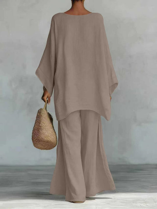 Damen Lässiges Oversize-Kaftanoberteil mit weiten Palazzohosen Nord Taschen