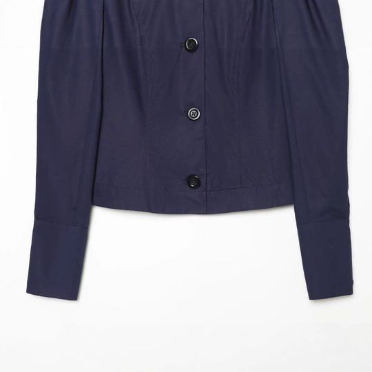 Damen Kurzblazer im Blouson‑Stil mit gerafften Schulterpartien und Knopfleiste Nord Taschen