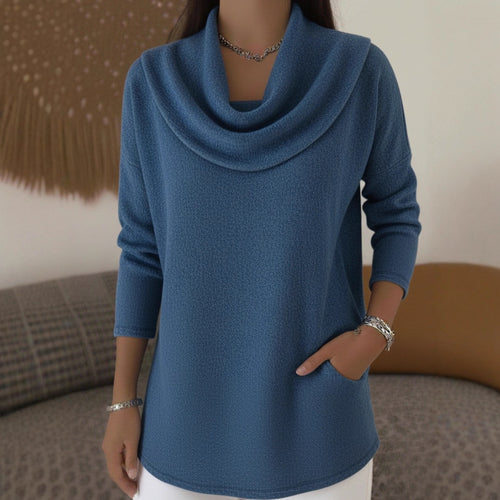 Damen Kuscheliger Feinstrick-Pullover mit Schalkragen und Eingrifftaschen Nord Taschen