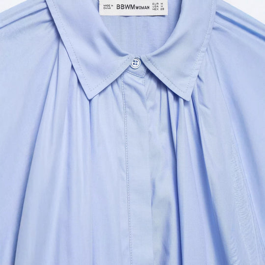 Damen Oversize-Hemdbluse mit Faltenlegung, Ballonärmeln und gerafftem Saum Nord Taschen