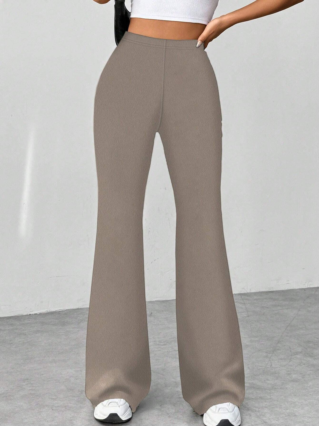 Damen Stretch-Schlaghose mit hoher Taille und weitem Bein Nord Taschen