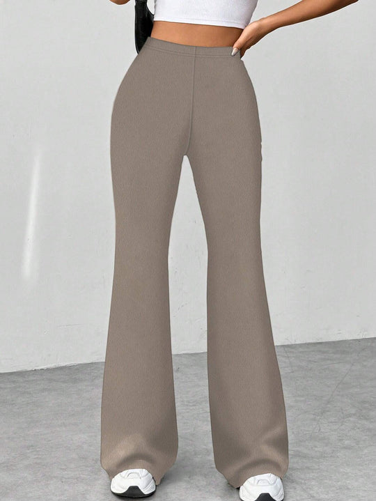Damen Stretch-Schlaghose mit hoher Taille und weitem Bein Nord Taschen