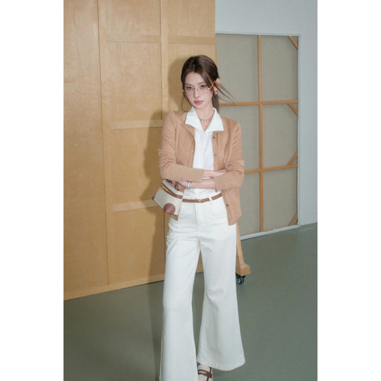 Damen Feiner Knopfcardigan aus Kaschmir-Mix mit schmaler Silhouette Nord Taschen