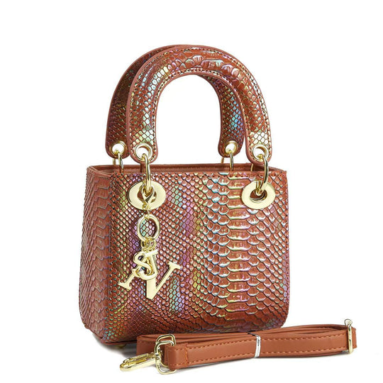 Damen elegante Mini-Handtasche im modernen Schlangenleder-Look mit abnehmbarem Tragegurt Nord Taschen