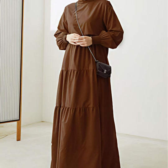 Damen Elegantes Maxikleid mit Rüschen Nord Taschen