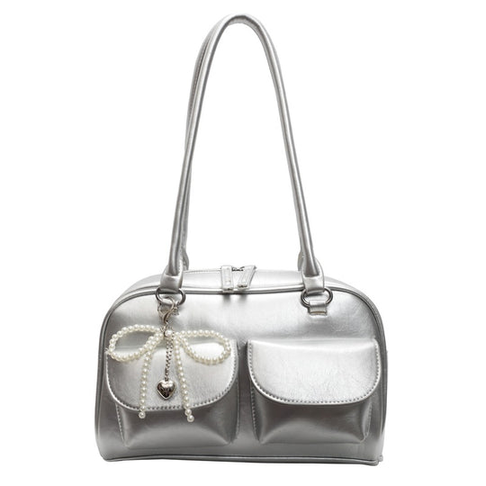 Damen modische Handtasche mit perlenbesetztem Anhänger und praktischen Fächern Nord Taschen