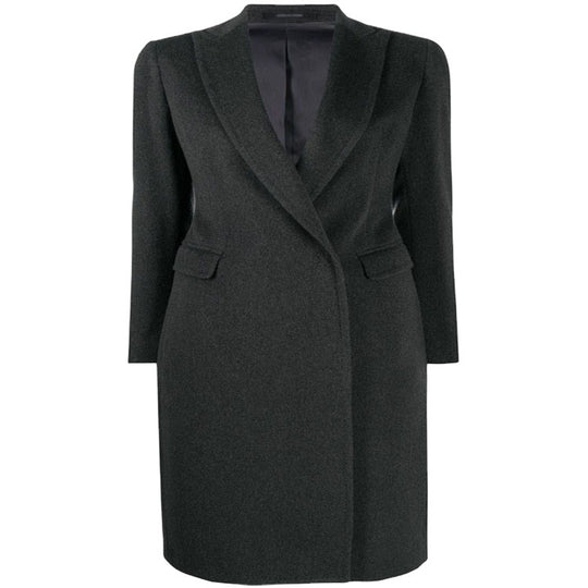 Damen Schlanker Tailoring-Longcoat mit Schalkragen, taillierter Nahtführung und verdeckter Knopfleiste Nord Taschen