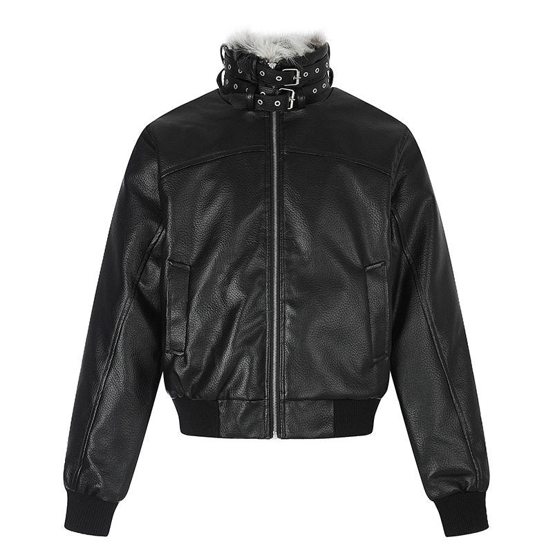 Damen taillierte Kurzjacke mit hohem Nackenriegel, Kunstfellbesatz und Rippbündchen Nord Taschen