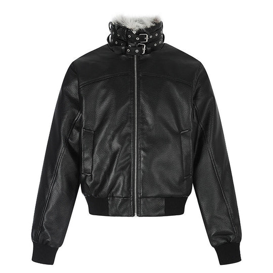 Damen taillierte Kurzjacke mit hohem Nackenriegel, Kunstfellbesatz und Rippbündchen Nord Taschen